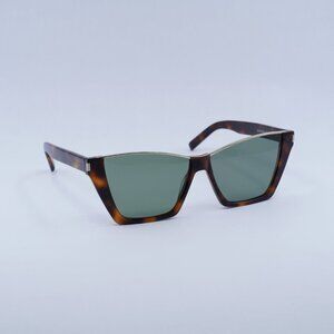 Saint Laurent SL369 KATE 002 Sunglasses Havana Cat Eye Frame, Green Lenses